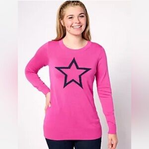 Belle by Kim Gravel Pink Star Long Sleeve sweater